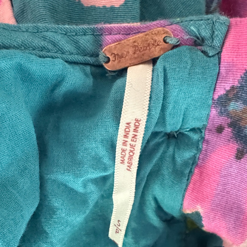 Free People Teal and Pink Floral Midi Dress - Picture 2 of 4